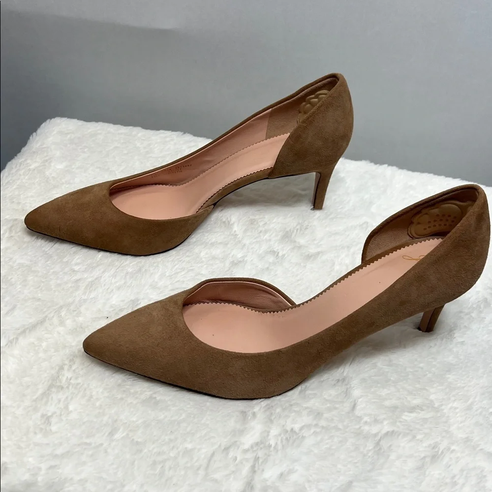 J. Crew Colette D'Orsay Suede Ashen Brown Pumps Made in Italy Sz 8.5